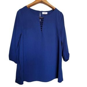 Peach love half sleeve blouse navy size medium